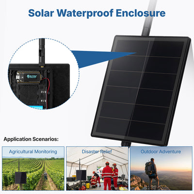 Heltec Solar Waterproof Enclosure with 915 MHz antenna — outdoor Meshtastic and MeshCore applications