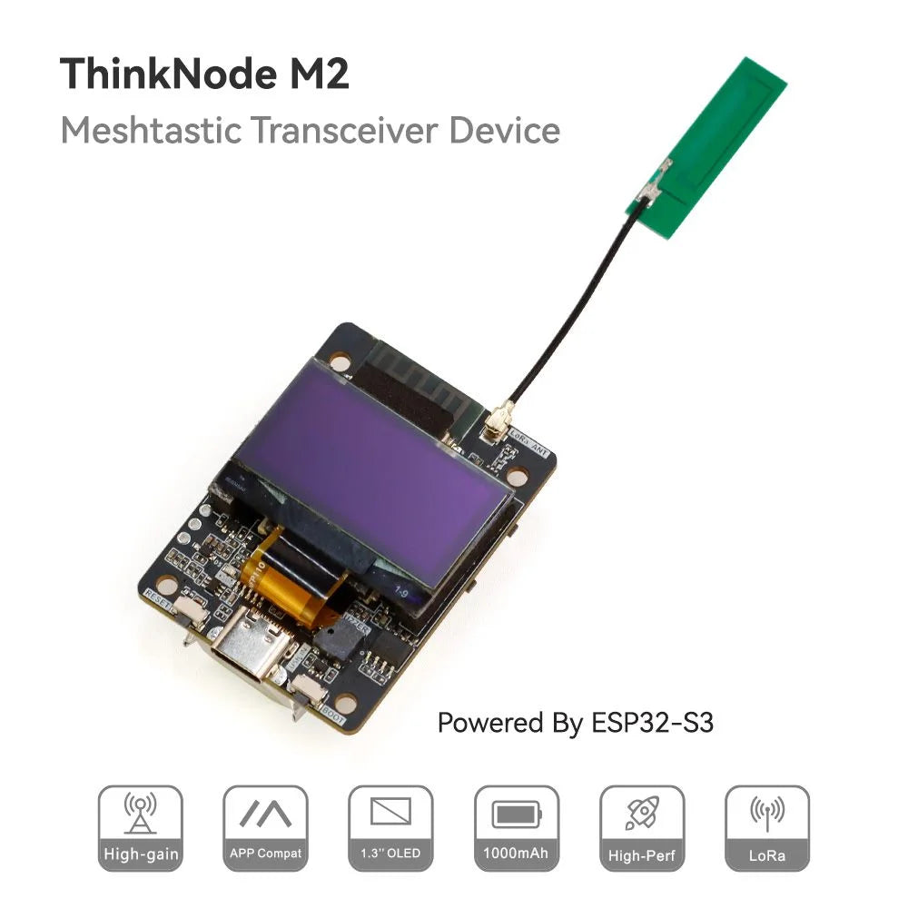 ThinkNode M2 Mini Meshtastic LoRa Radio – ESP32-S3 with 1.3" OLED Display (No Case)