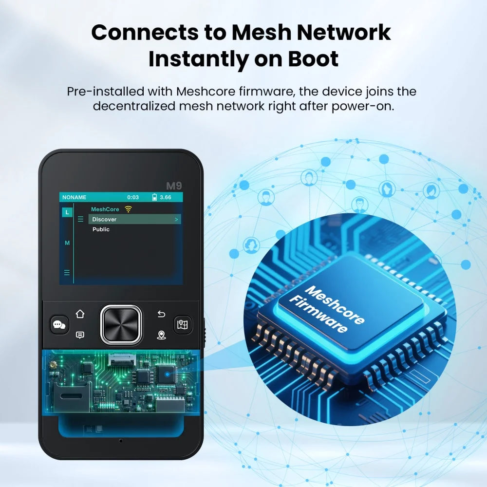 ThinkNode M9 MeshCore Communication Terminal with Full Keyboard 2.4inch LCD|ESP32-S3 LR1110 | GPS | 2300mAh-915 MHz