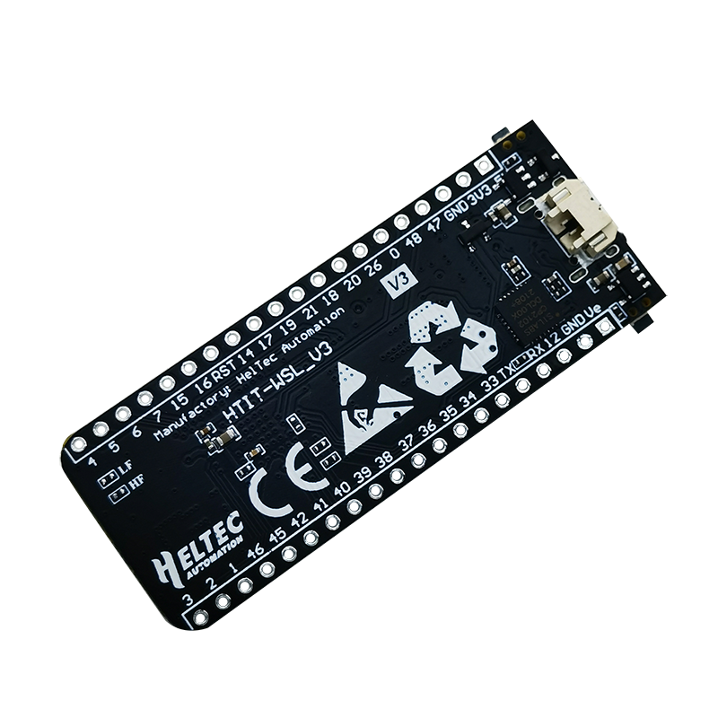 Heltec Wireless Stick Lite V3 board back with CP2102 and battery connector