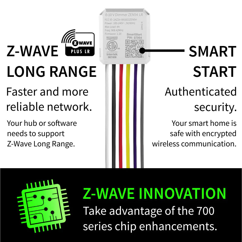 Zooz 700 Series Z-Wave Plus Long Range 0-10 V Dimmer ZEN54 LR