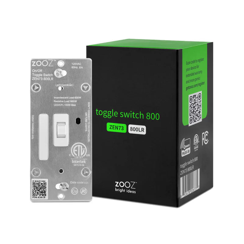 Zooz 800 Series Z-Wave Long Range S2 On / Off Toggle Switch ZEN73 800LR
