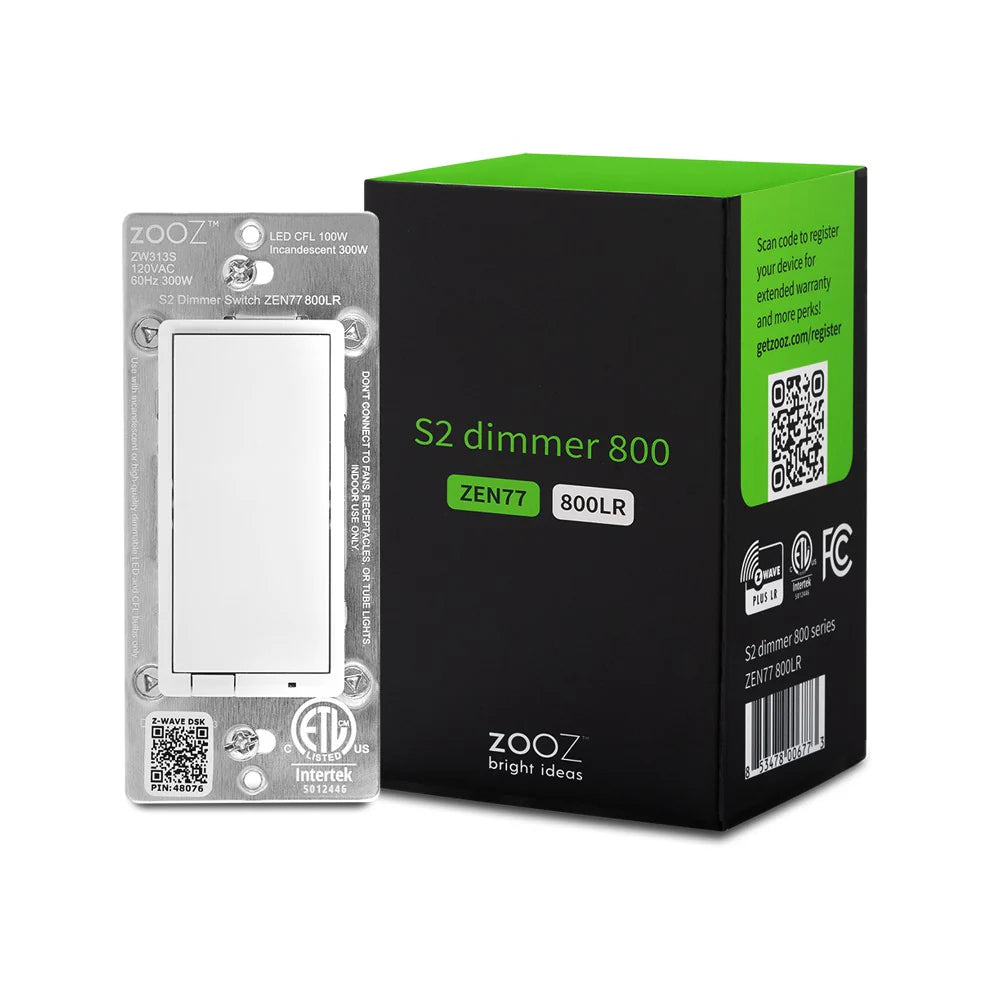 Zooz 800 Series Z-Wave Long Range S2 Dimmer Switch ZEN77 800LR
