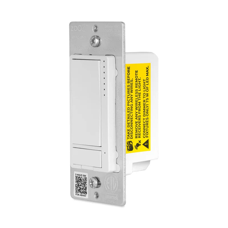 Zooz 800 Series Z-Wave Long Range Double Switch ZEN30 800LR (White) for Light & Fan Combo