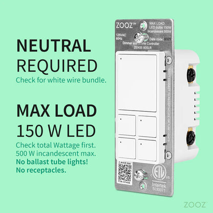 Zooz 800 Series Z-Wave Long Range Dimmer & Scene Controller ZEN35 800LR