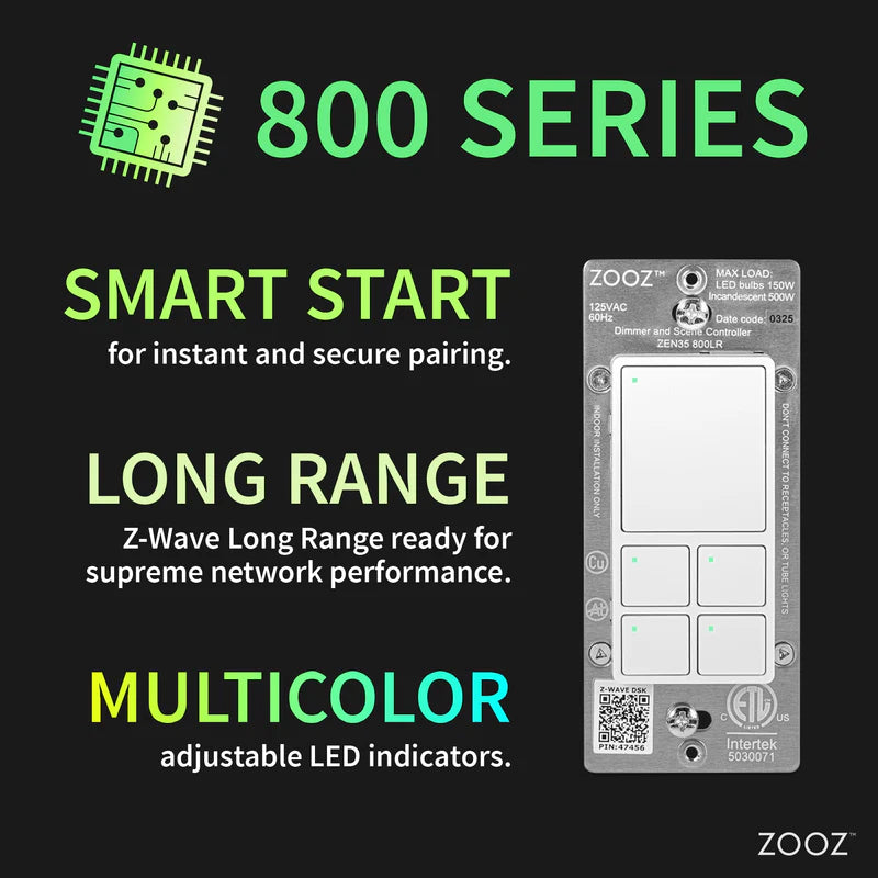 Zooz 800 Series Z-Wave Long Range Dimmer & Scene Controller ZEN35 800LR