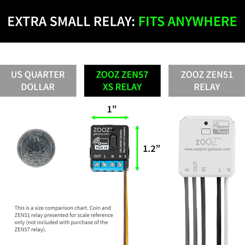 Zooz Z-Wave Long Range Smart Lighting XS Relay ZEN57 800LR