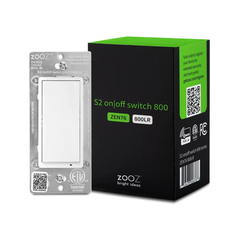 Zooz 800 Series Z-Wave Long Range S2 On / Off Wall Switch ZEN76 800LR